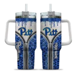 custom pittsburgh panthers leopard zipper royal blue curved tumbler best selling.webp