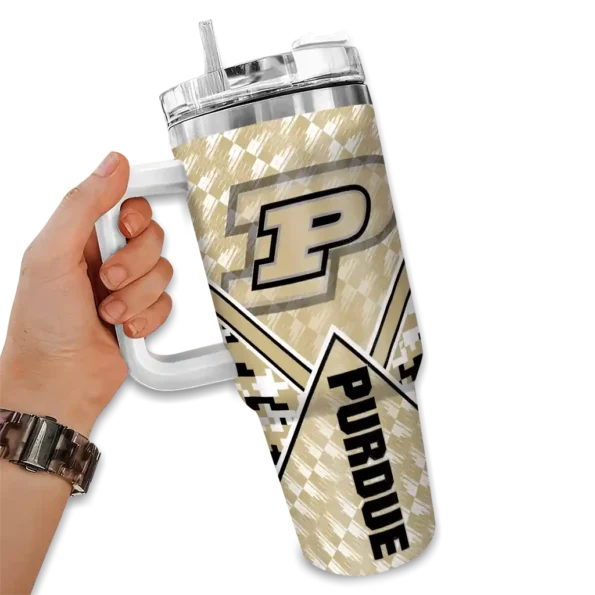 custom purdue boilermakers chevron angle gold curved tumbler fashion forward.webp