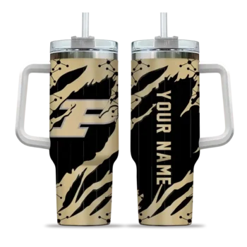 custom purdue boilermakers claw cut gold black curved tumbler best selling.webp