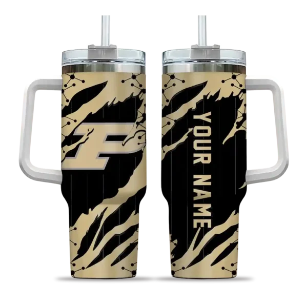 custom purdue boilermakers claw cut gold black curved tumbler best selling.webp