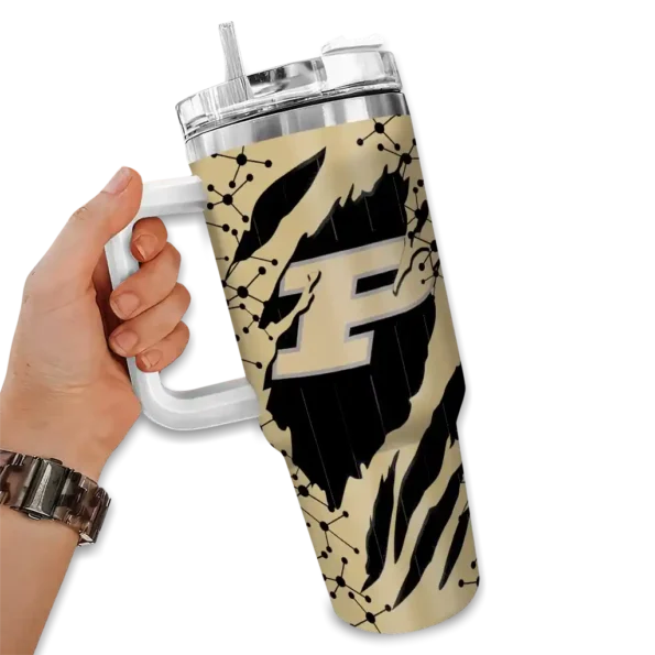 custom purdue boilermakers claw cut gold black curved tumbler fashion forward.webp