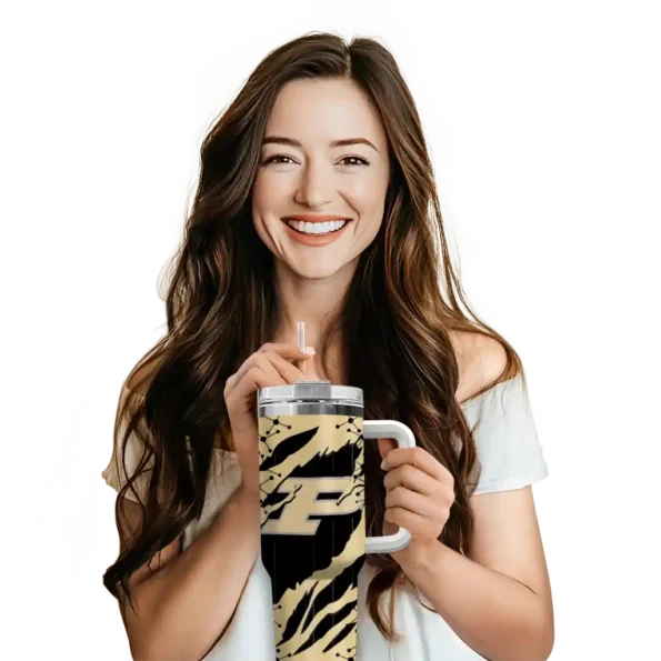 custom purdue boilermakers claw cut gold black curved tumbler premium grade.webp