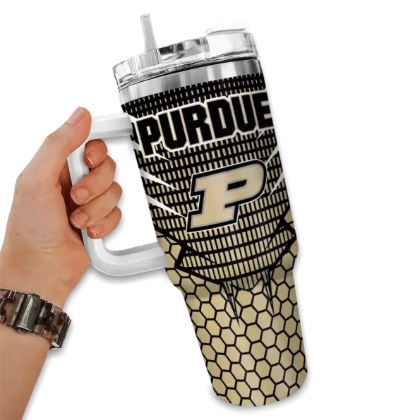 custom purdue boilermakers hex texture gold curved tumbler fashion forward.webp