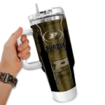 custom purdue boilermakers hexagon armor gold curved tumbler best selling.webp