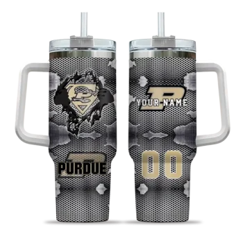 custom purdue boilermakers superman shield gold gray curved tumbler best selling.webp