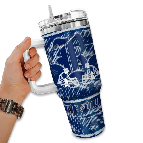 custom rice owls honey streaks navy blue curved tumbler fashion forward.webp
