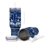 custom rice owls honey streaks navy blue curved tumbler best selling.webp