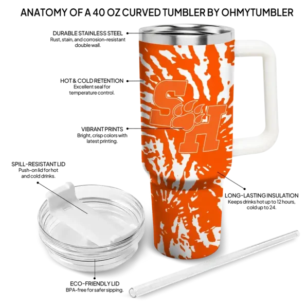 custom sam houston bearkats burst swirl orange curved tumbler new arrival.webp