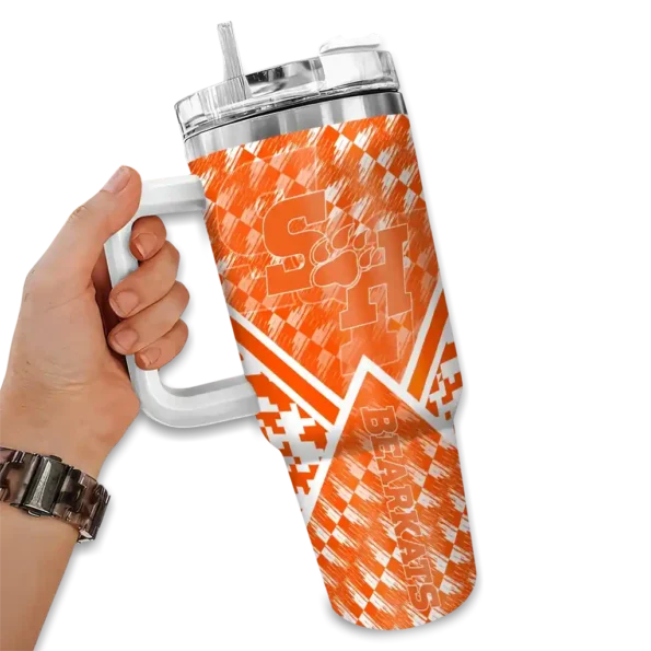 custom sam houston bearkats chevron angle orange curved tumbler fashion forward.webp