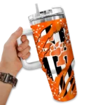 custom sam houston bearkats claw cut orange black curved tumbler best selling.webp