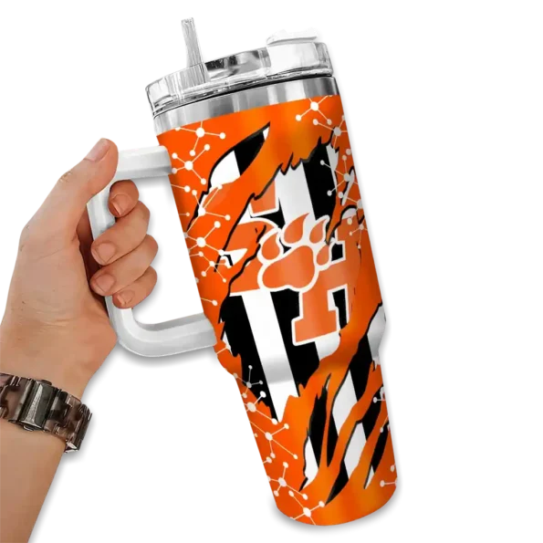 custom sam houston bearkats claw cut orange black curved tumbler fashion forward.webp