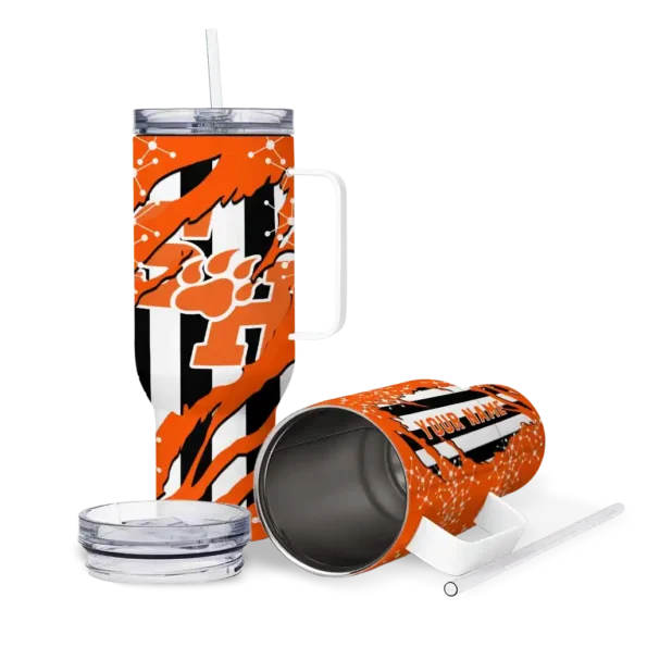 custom sam houston bearkats claw cut orange black curved tumbler high quality.webp