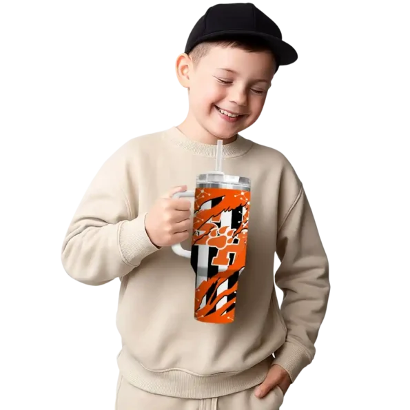 custom sam houston bearkats claw cut orange black curved tumbler latest model.webp