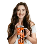 custom sam houston bearkats claw cut orange black curved tumbler best selling.webp