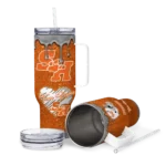 custom sam houston bearkats heart helmet motif orange curved tumbler best selling.webp