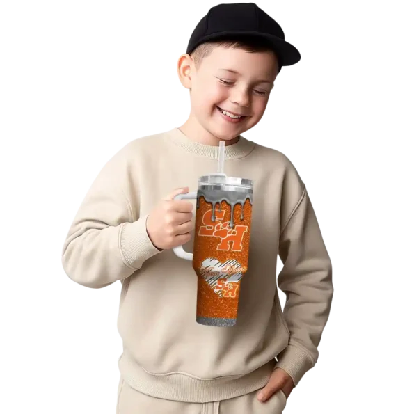 custom sam houston bearkats heart helmet motif orange curved tumbler latest model.webp