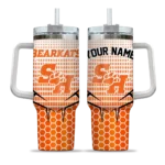 custom sam houston bearkats hex texture orange curved tumbler best selling.webp
