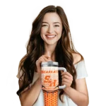 custom sam houston bearkats hex texture orange curved tumbler best selling.webp