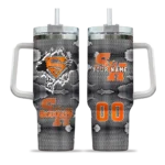 custom sam houston bearkats superman shield orange gray curved tumbler best selling.webp