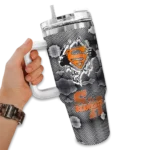 custom sam houston bearkats superman shield orange gray curved tumbler best selling.webp