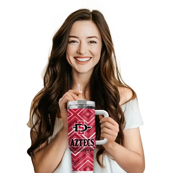 custom san diego state aztecs bold diamonds red curved tumbler premium grade.webp