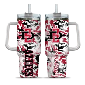 custom san diego state aztecs camo mashup red white curved tumbler best selling.webp