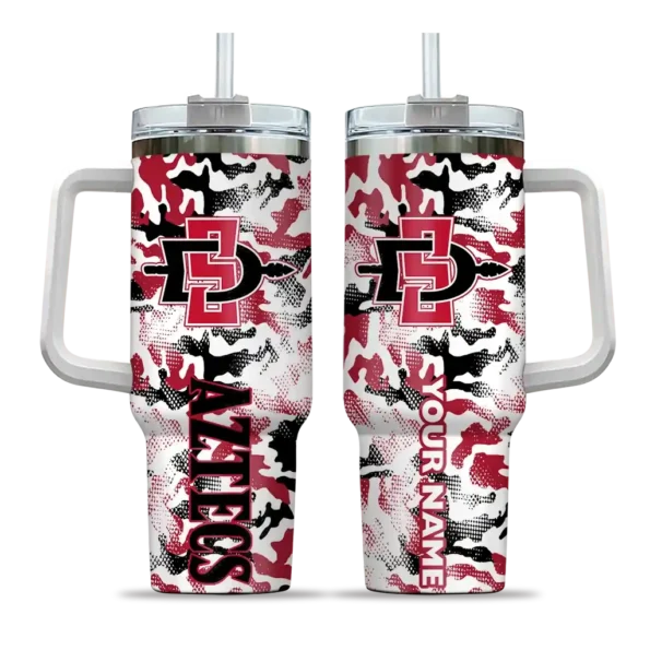 custom san diego state aztecs camo mashup red white curved tumbler best selling.webp