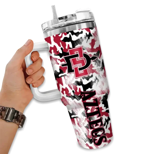 custom san diego state aztecs camo mashup red white curved tumbler fashion forward.webp