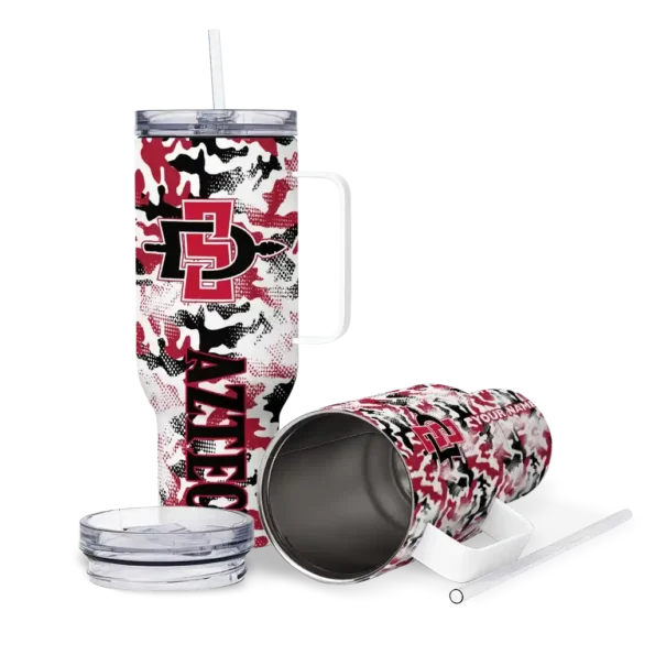 custom san diego state aztecs camo mashup red white curved tumbler high quality.webp