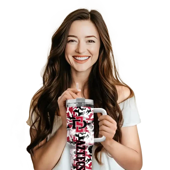 custom san diego state aztecs camo mashup red white curved tumbler premium grade.webp