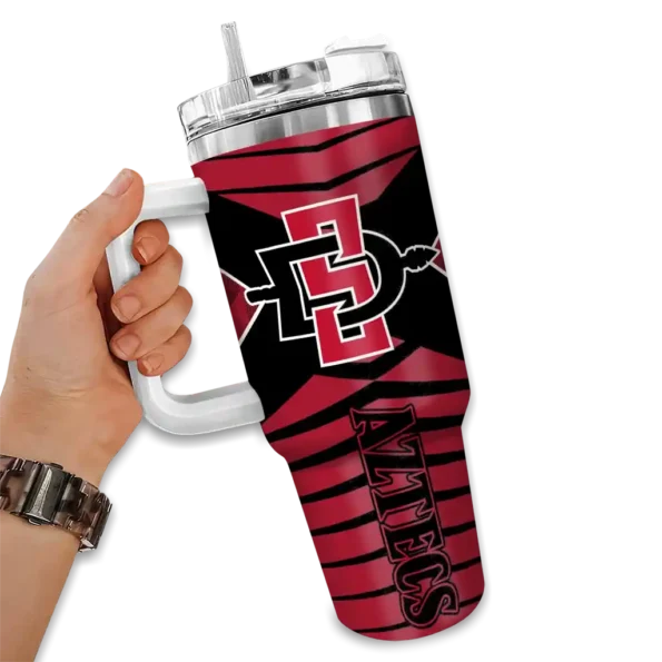 custom san diego state aztecs chevron layers red curved tumbler fashion forward.webp