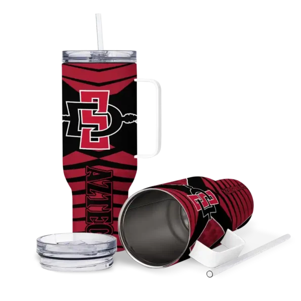 custom san diego state aztecs chevron layers red curved tumbler high quality.webp