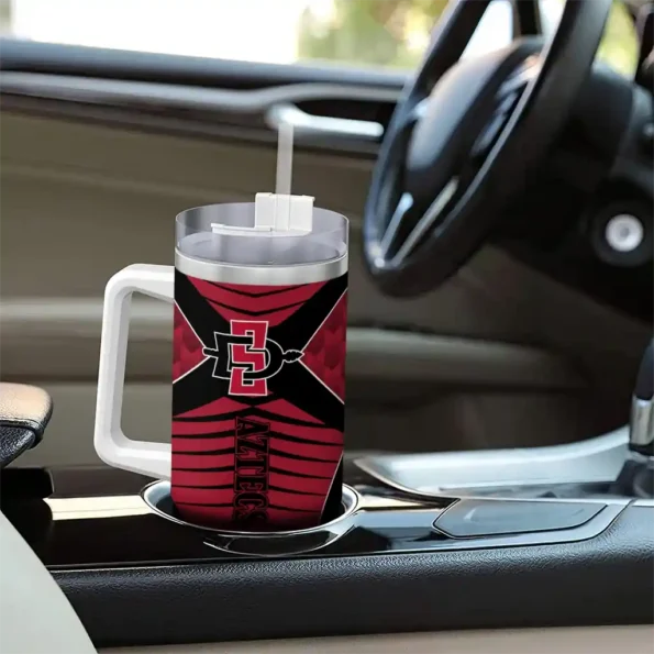custom san diego state aztecs chevron layers red curved tumbler trendy.webp