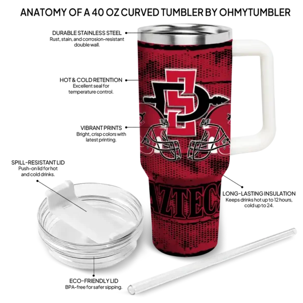 custom san diego state aztecs honey streaks red curved tumbler new arrival.webp