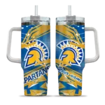 custom san jose state spartans abstract paths blue curved tumbler best selling.webp