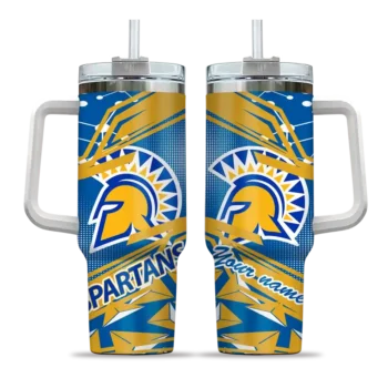 custom san jose state spartans abstract paths blue curved tumbler best selling.webp