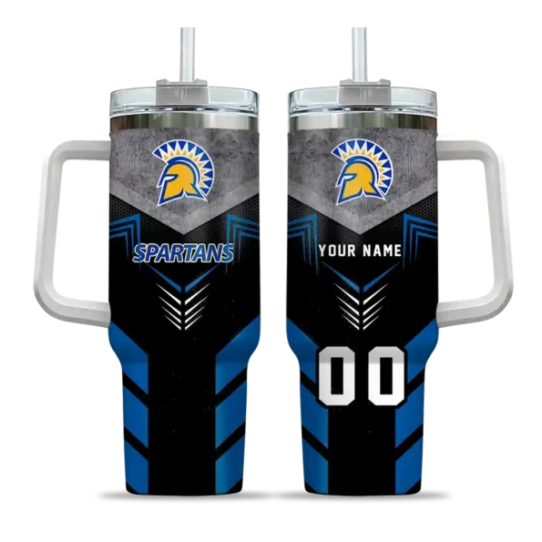 custom san jose state spartans arrow armor blue black curved tumbler best selling.webp