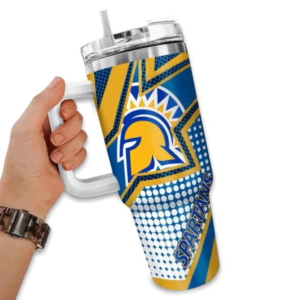 custom san jose state spartans arrow burst blue curved tumbler fashion forward.webp