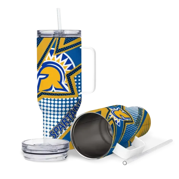 custom san jose state spartans arrow burst blue curved tumbler high quality.webp