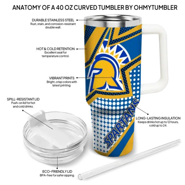 custom san jose state spartans arrow burst blue curved tumbler new arrival.webp