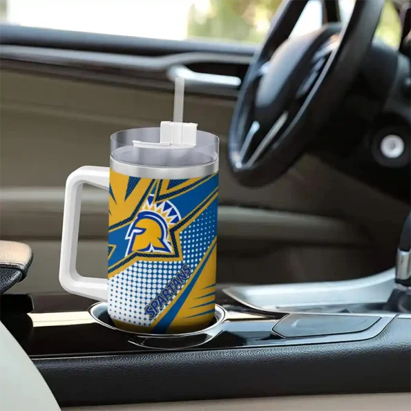 custom san jose state spartans arrow burst blue curved tumbler trendy.webp