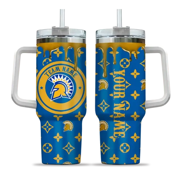 custom san jose state spartans bullseye drips blue curved tumbler best selling.webp