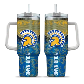 custom san jose state spartans chevron stripe blue curved tumbler best selling.webp