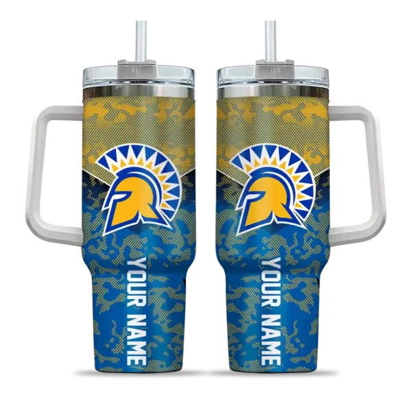 custom san jose state spartans chevron stripe blue curved tumbler best selling.webp