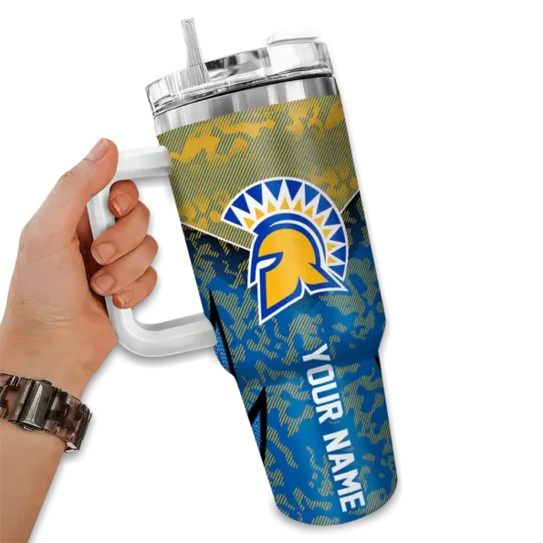 custom san jose state spartans chevron stripe blue curved tumbler fashion forward.webp