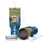 custom san jose state spartans chevron stripe blue curved tumbler best selling.webp