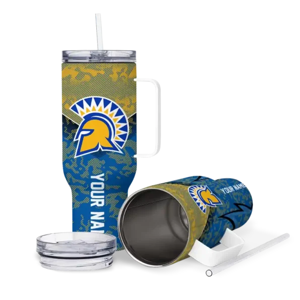 custom san jose state spartans chevron stripe blue curved tumbler high quality.webp