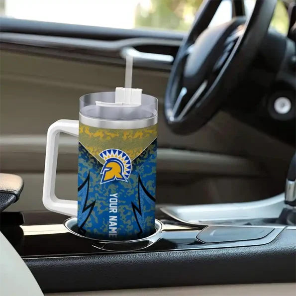 custom san jose state spartans chevron stripe blue curved tumbler trendy.webp