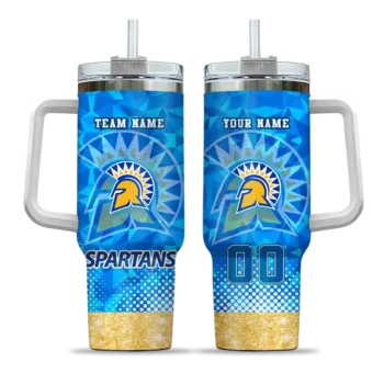 custom san jose state spartans geometric prism blue curved tumbler best selling.webp
