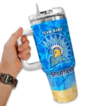 custom san jose state spartans geometric prism blue curved tumbler best selling.webp